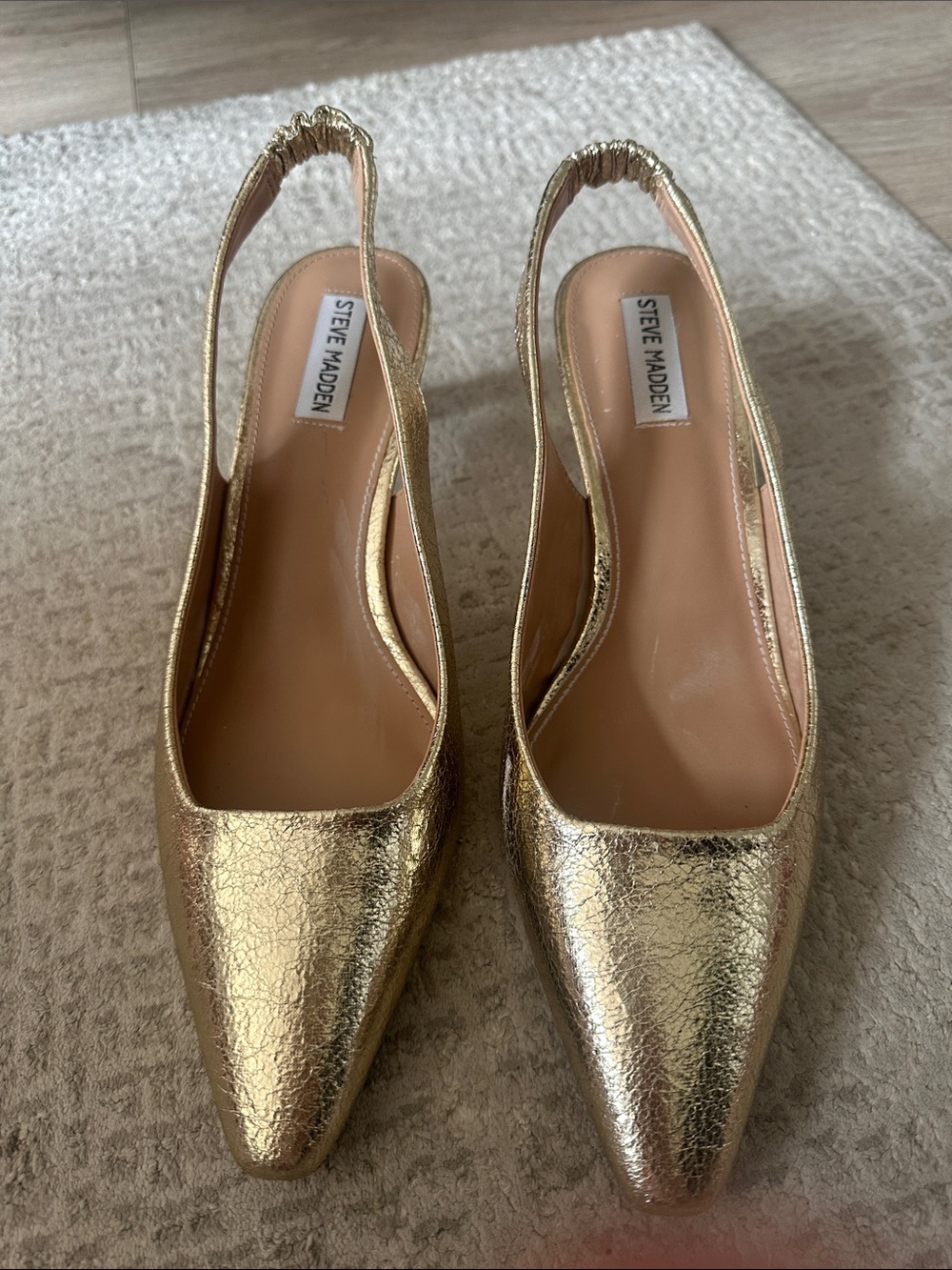 Steve Madden Metallic Gold Pointed Slingback Flats